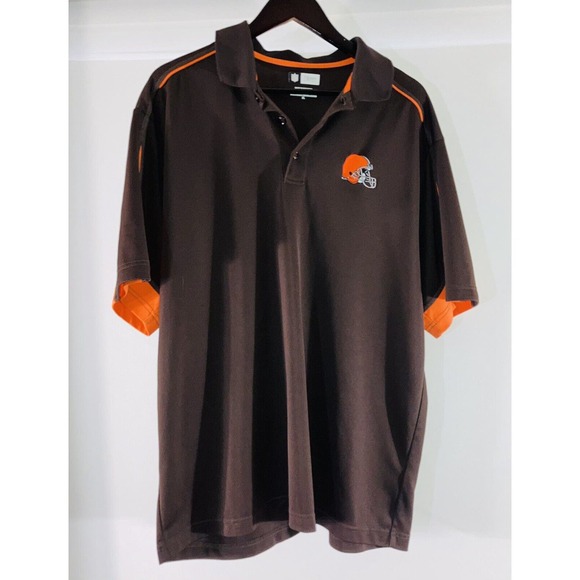 Cleveland Browns Mens Polo Shirt XL NFL Team Apparel Football Brown Dawg Pound - Picture 1 of 6